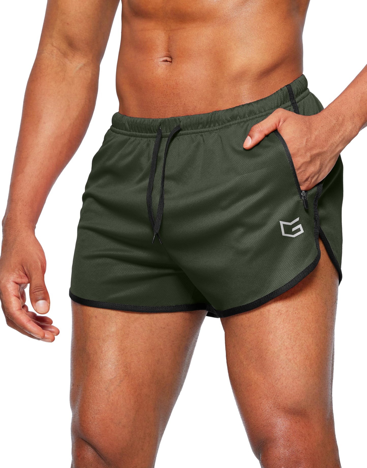Men’s 3-Inch Quick Dry Running Shorts with Zipper Pockets