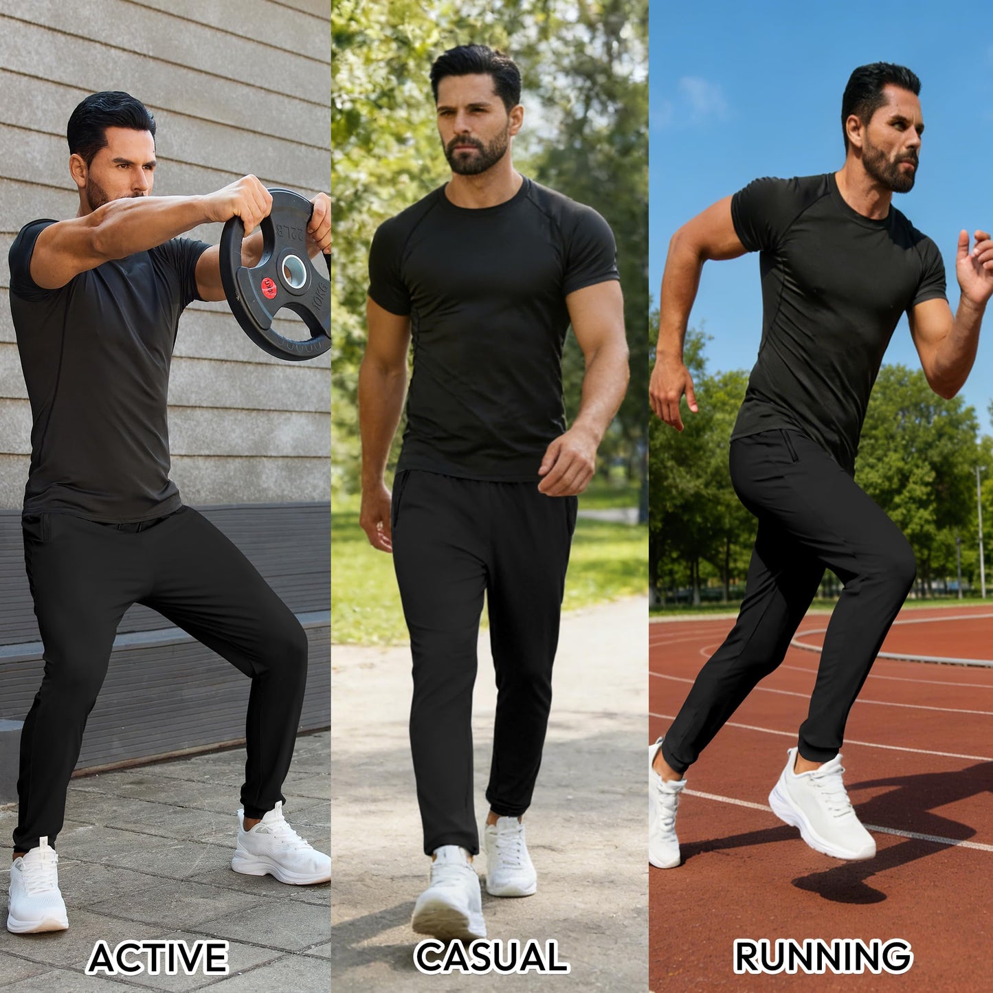 Men’s Lightweight Athletic Joggers with Zipper Pockets