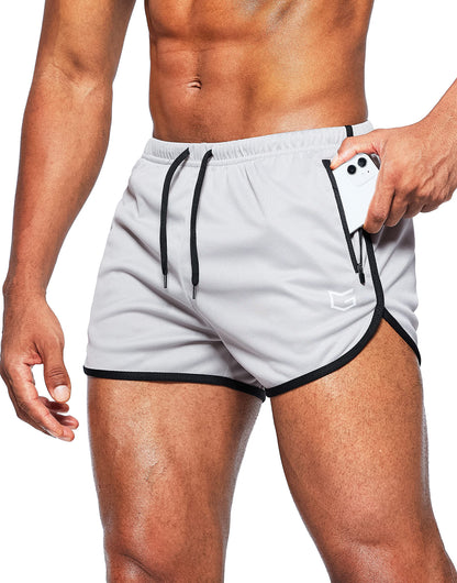 Men’s 3-Inch Quick Dry Running Shorts with Zipper Pockets