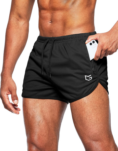 Men’s 3-Inch Quick Dry Running Shorts with Zipper Pockets