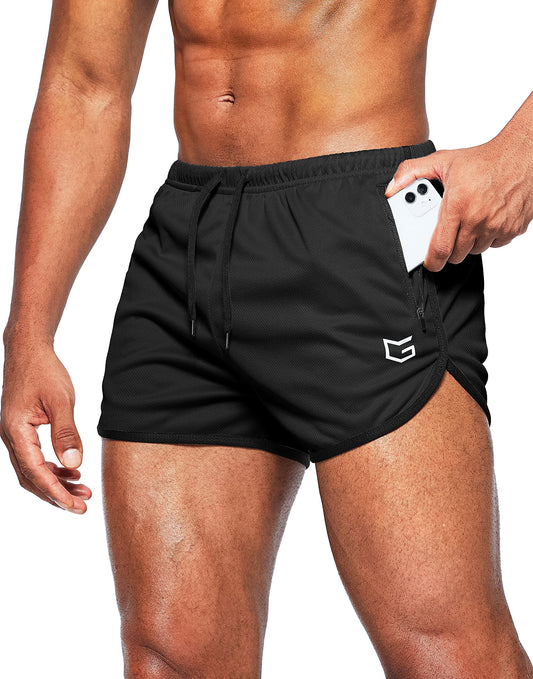 Men’s 3-Inch Quick Dry Running Shorts with Zipper Pockets