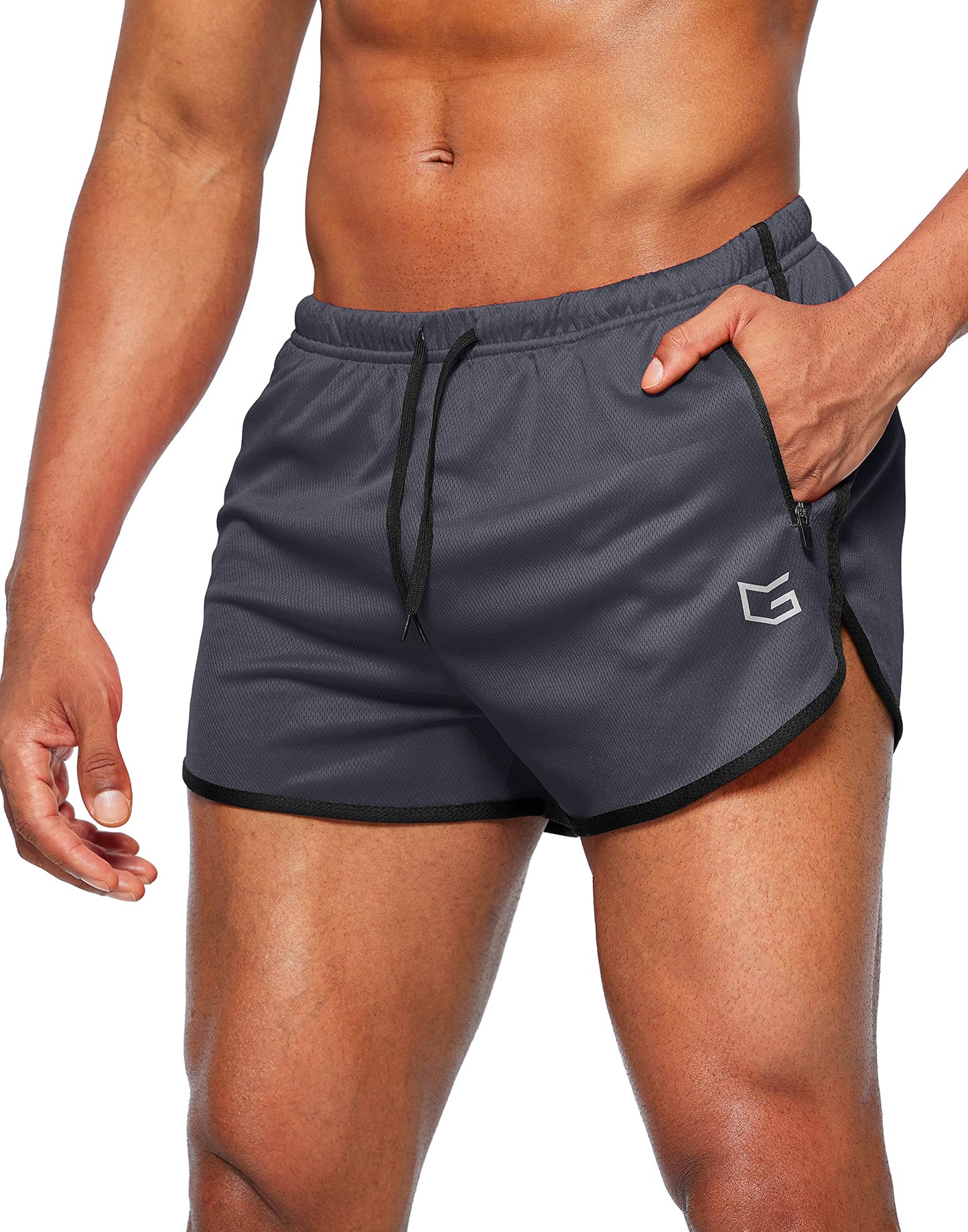 Men’s 3-Inch Quick Dry Running Shorts with Zipper Pockets