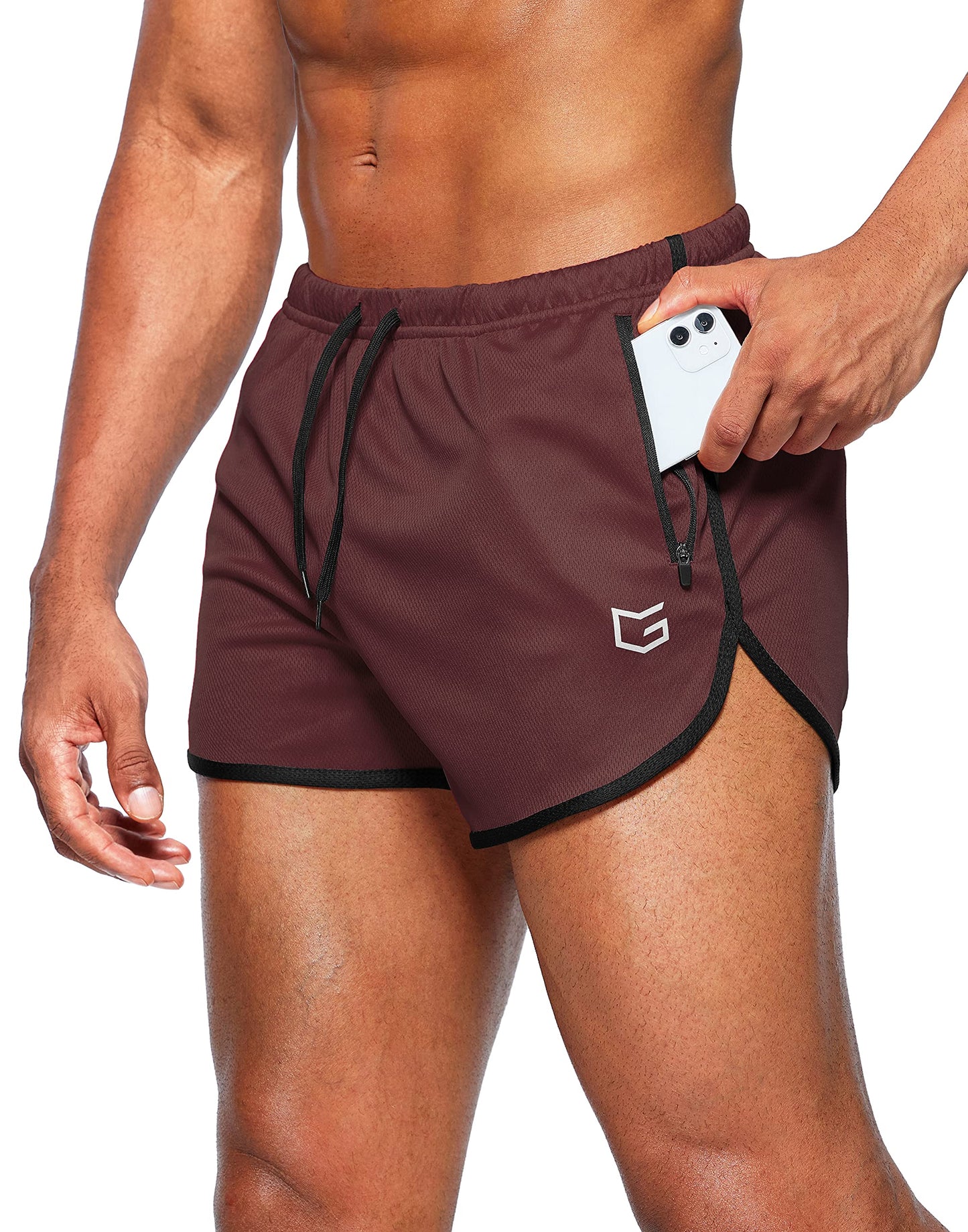 Men’s 3-Inch Quick Dry Running Shorts with Zipper Pockets