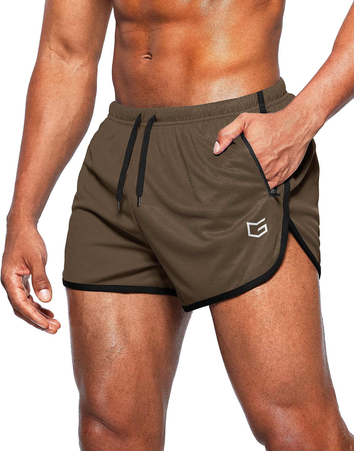 Men’s 3-Inch Quick Dry Running Shorts with Zipper Pockets