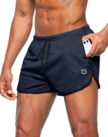 Men’s 3-Inch Quick Dry Running Shorts with Zipper Pockets