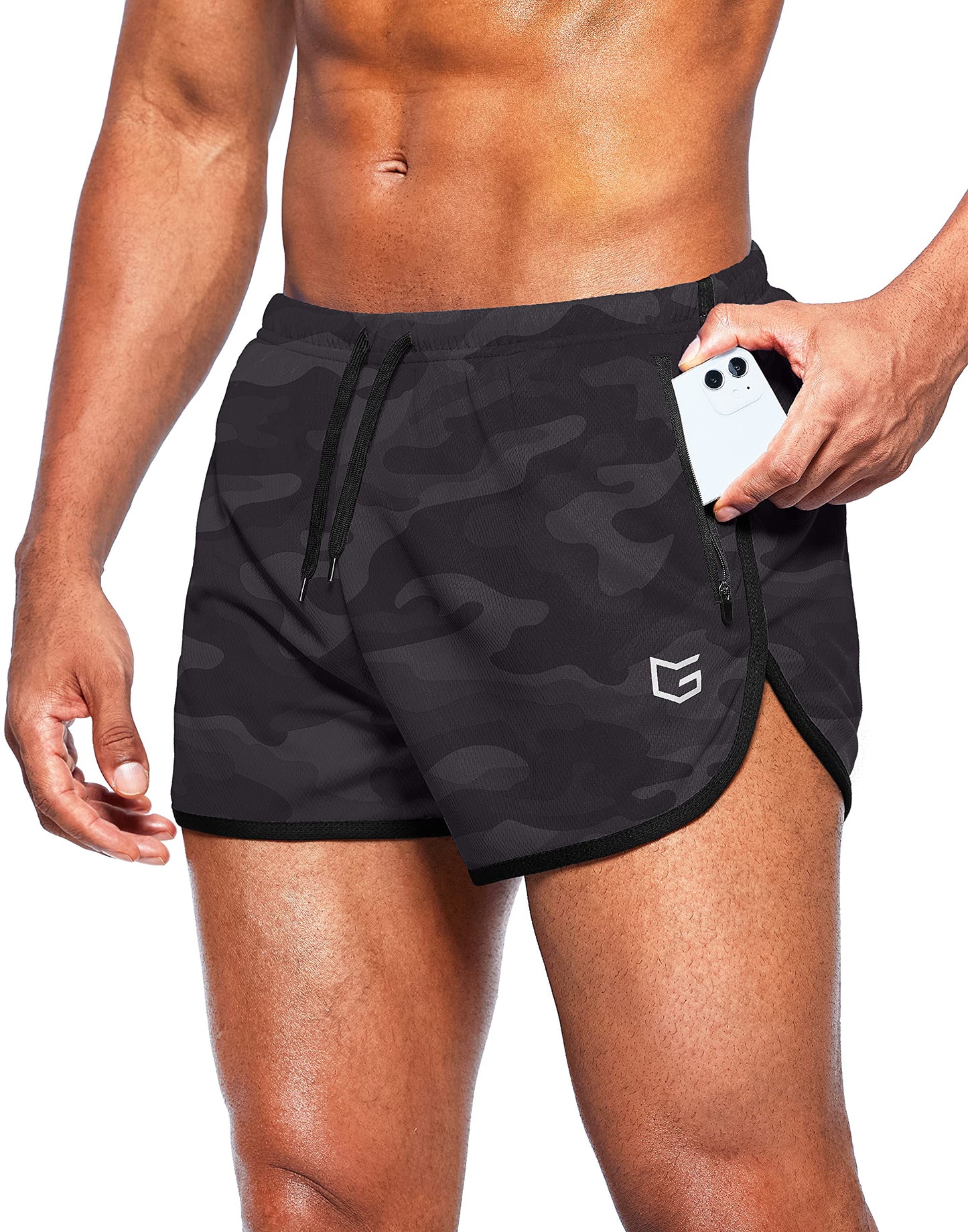 Men’s 3-Inch Quick Dry Running Shorts with Zipper Pockets