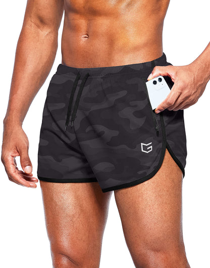 Men’s 3-Inch Quick Dry Running Shorts with Zipper Pockets