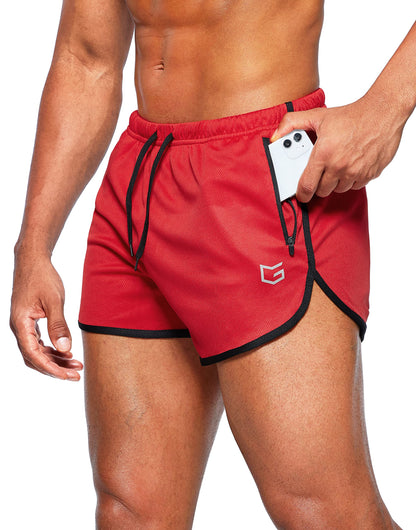 Men’s 3-Inch Quick Dry Running Shorts with Zipper Pockets