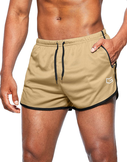 Men’s 3-Inch Quick Dry Running Shorts with Zipper Pockets